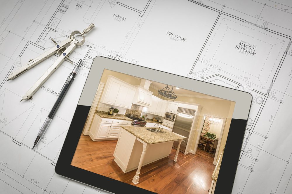 Tablet showing floor plan design